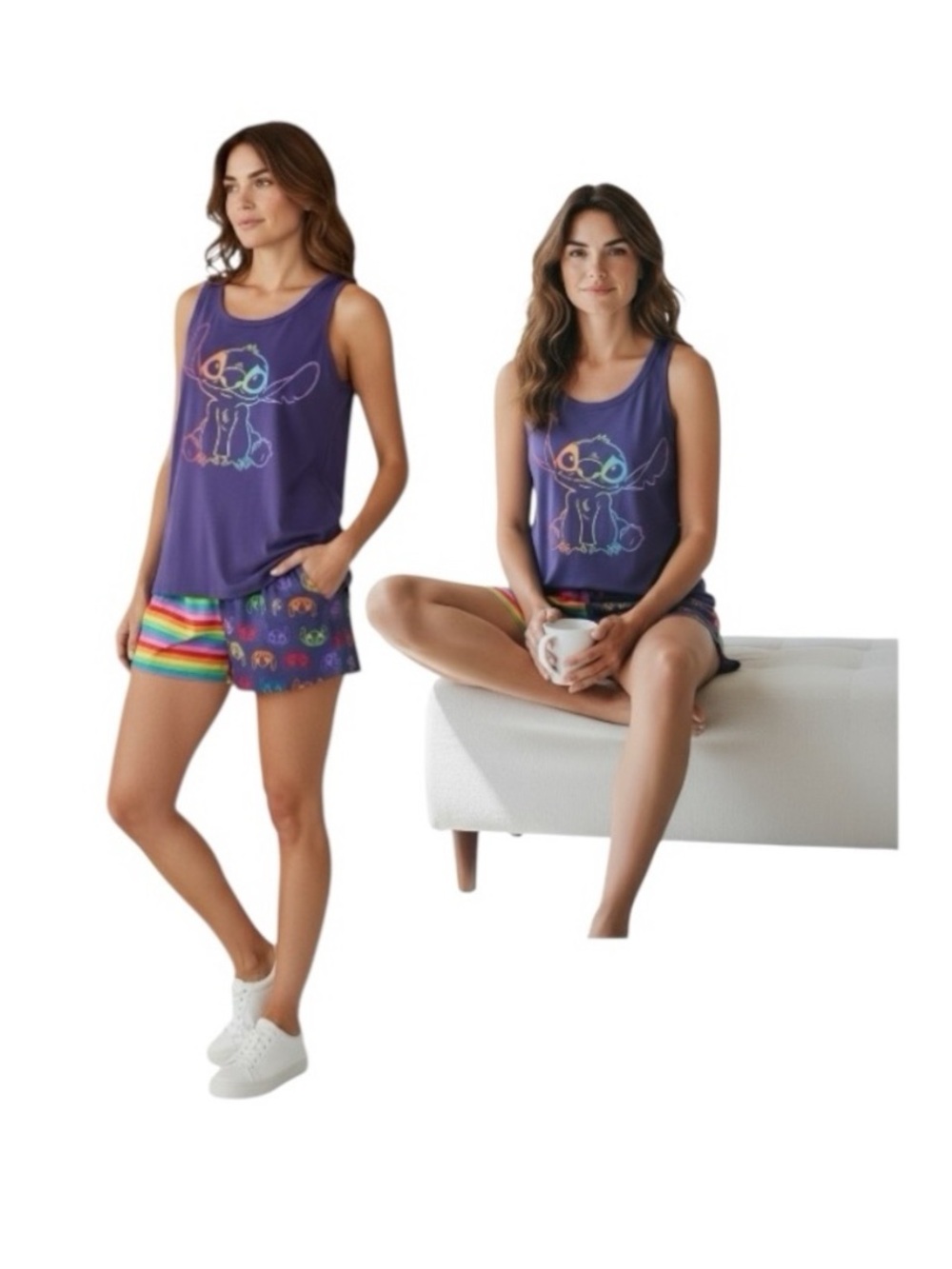 Disney Pride Stitch Tank Top And Shorts Pajama Set